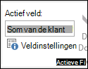 Veldinstellingen op het lint