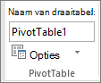 Opties voor draaitabellen op het lint