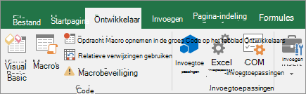 Tabblad Ontwikkelaars op het lint