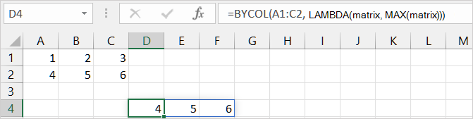 Voorbeeld van de eerste BYCOL-functie