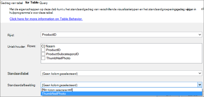 Tabelgedrag instellen