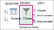 De knop Filteren