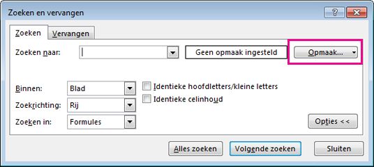 Het dialoogvenster Zoeken