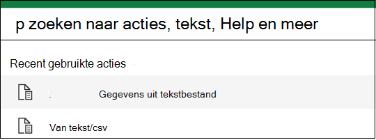 Optie Gegevens ophalen uit tekst