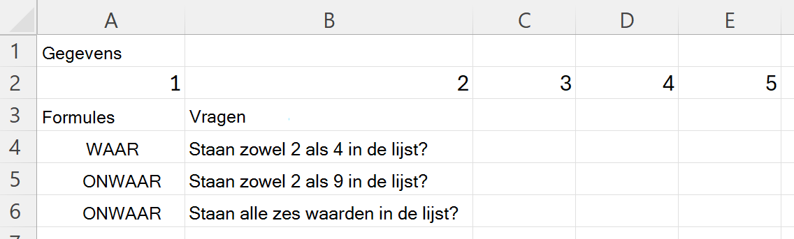 HASALL gebruiken om te controleren of een bereik alle waarden in een set bevat