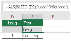 De formule in cel E2 is =ALS(D2=1;Ja;ALS(D2=2;Nee;Misschien))