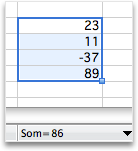 Somresultaat op statusbalk