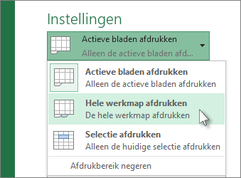 Klik onder Instellingen op Hele werkmap afdrukken