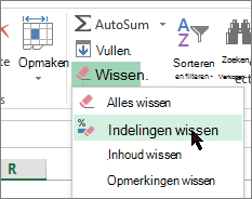 de optie Opmaak wissen