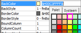 Eigenschap kleuropvulling voor een keuzelijst met invoervak.