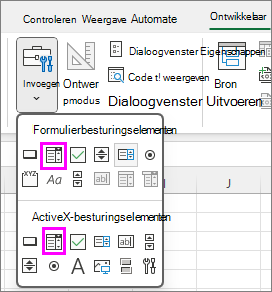 Keuzelijst met invoervak invoegen