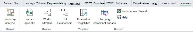 Tabblad Inquire in Excel