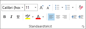 Opties in de groep Basistekst