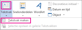 Tekstvakmenu in de groep Tekst