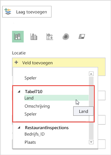 Locatie toevoegen in het deelvenster Lagen