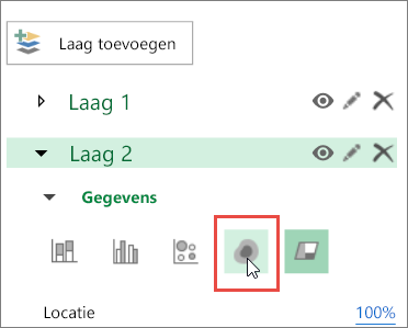 Schermafbeelding met het pictogram van de heatmap in het deelvenster Lagen.