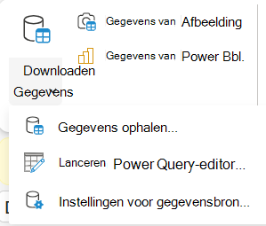 Het menu Gegevens ophalen op het lint.