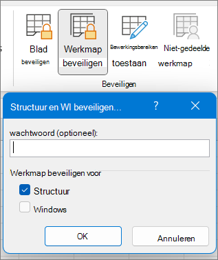 Dialoogvenster Werkmap beveiligen