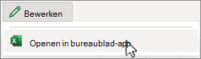 Schermafbeelding van het menu Bewerken met Openen in desktop-app geselecteerd.