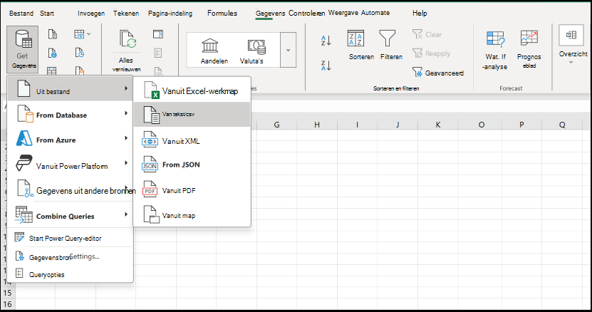 txt/csv openen via tabblad Gegevens