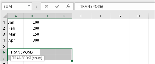=TRANSPONEREN(
