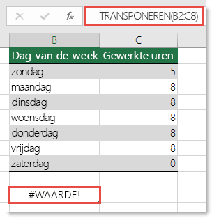 #WAARDE-fout in TRANSPONEREN