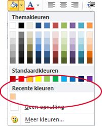 Optie Recente kleuren