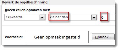 Vak Voorwaardelijke opmaak bewerken