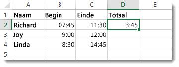 Tijdstippen van elkaar aftrekken om de verstreken tijd te berekenen
