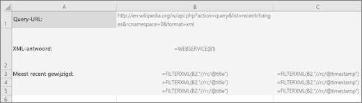 Een voorbeeld van de functie XML.FILTEREN