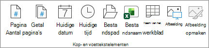 Schermafbeelding met koptekst- en voettekstelementen.