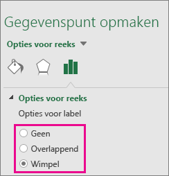 Taakvenster Gegevenslabel opmaken met de opties voor een Treemap-grafiek