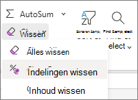 Schermafbeelding van Opmaak wissen in de groep Bewerken.