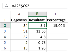 Getallen vermenigvuldigen met een percentage