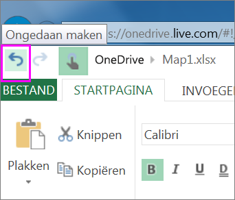 de knop om een actie ongedaan te maken