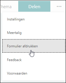 Optie Formulier afdrukken in Microsoft Forms