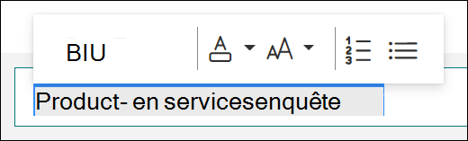 Opmaakopties, zoals vet, onderstrepen en cursief, in Microsoft Forms