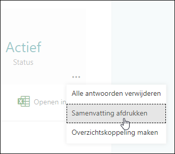 De optie Samenvatting afdrukken in Microsoft Forms