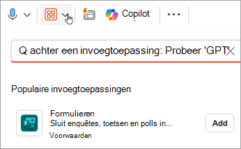 Selecteer Add-Ins > Forms > Add om de invoegtoepassing Forms toe te voegen aan PowerPoint