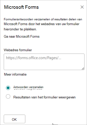 Plak de URL van het formulier in het veld Formulierwebadres.