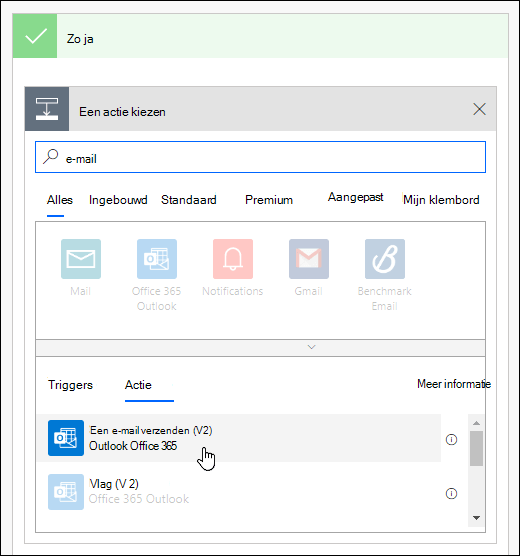 Kies een e-mailmelding verzenden als een actie in Power Automate