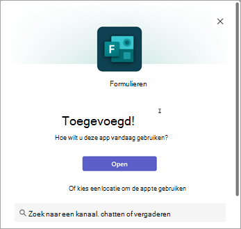 Een locatie kiezen om de app Forms te gebruiken