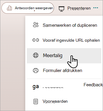 Schermafbeelding van de meertalige functie voor het toevoegen van talen aan een Microsoft-formulier of -toets.