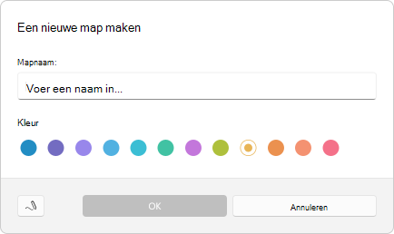 Schermopname van het dialoogvenster Een map maken