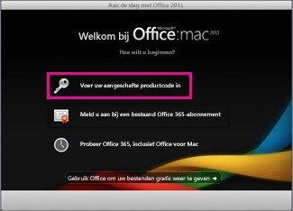 Activeringsscherm van Office voor Mac