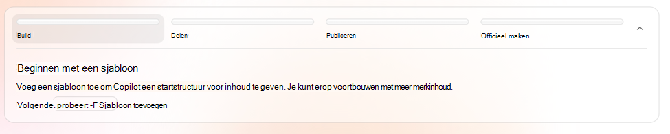 Schermafbeelding van de stap Opbouwen met Beginnen met een sjabloon en Sjabloon toevoegen.