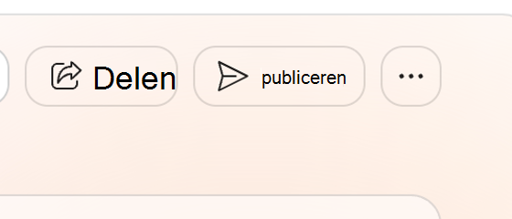 Schermafbeelding van de knoppen Delen en Publiceren op een merkenset.