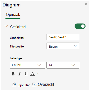 Opties voor grafiektitels voor webversie van Excel