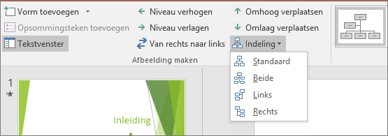 Geeft de optie Indeling weer in Hulpmiddelen voor SmartArt