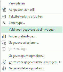 De opdracht Veld voor gegevenslabel invoegen in het menu van de rechtermuisknop